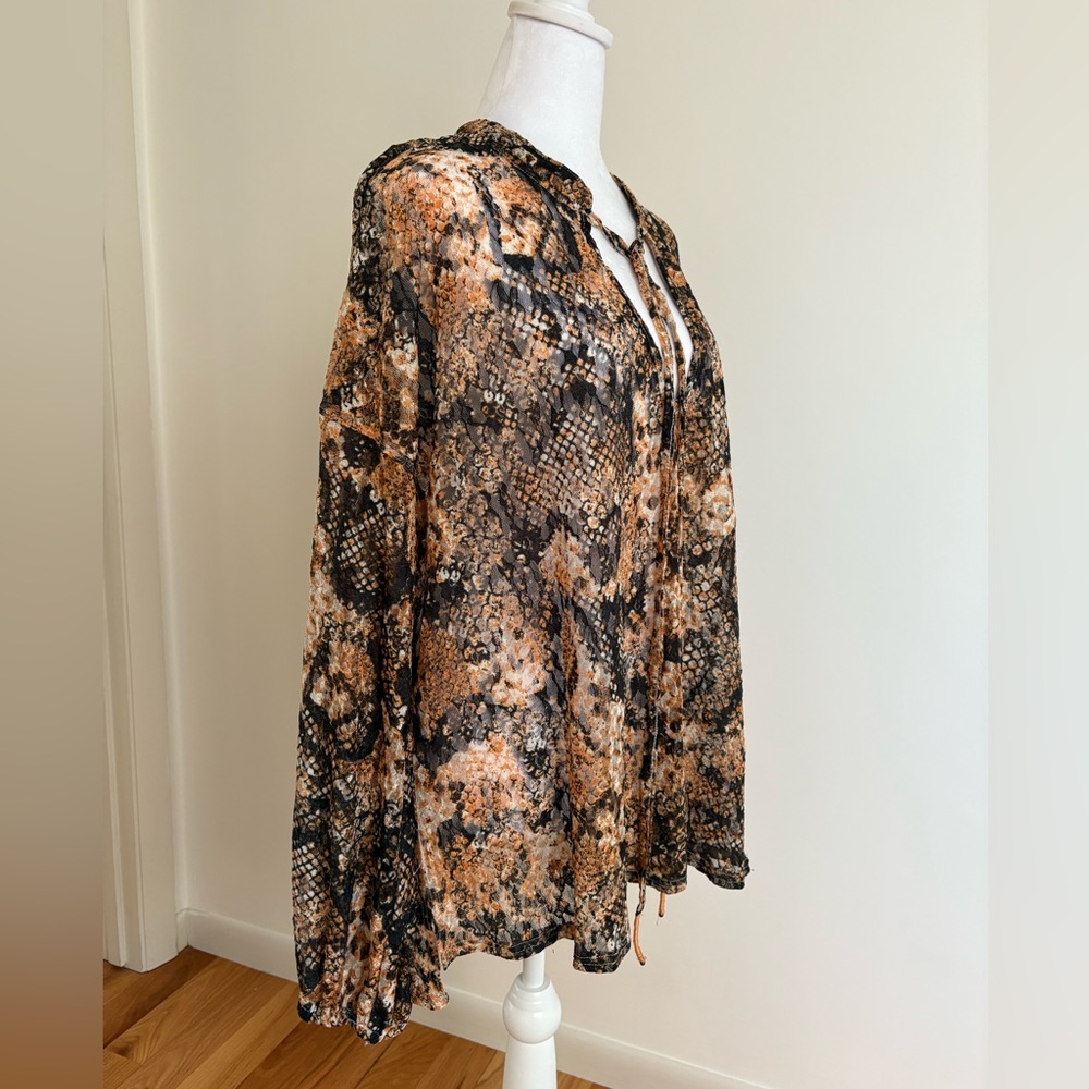 Free People Out For The Night Snake Print Blouse - Picture 6 of 10